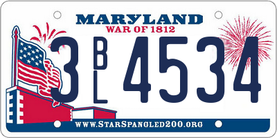 MD license plate 3BL4534