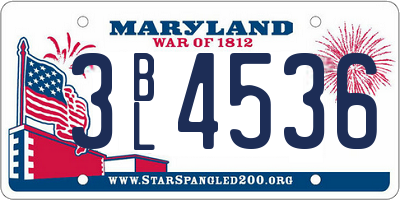 MD license plate 3BL4536