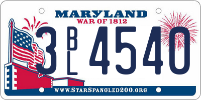 MD license plate 3BL4540