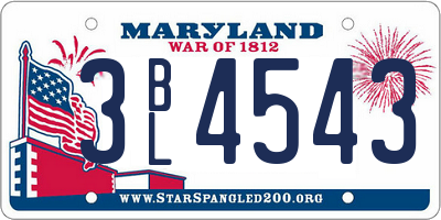 MD license plate 3BL4543