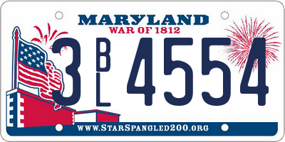 MD license plate 3BL4554