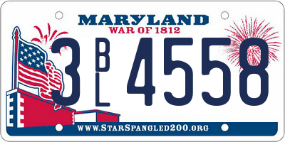 MD license plate 3BL4558