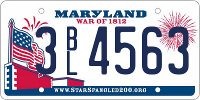 MD license plate 3BL4563