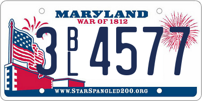 MD license plate 3BL4577