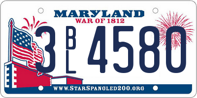 MD license plate 3BL4580