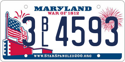 MD license plate 3BL4593