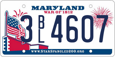 MD license plate 3BL4607
