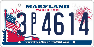 MD license plate 3BL4614