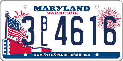 MD license plate 3BL4616
