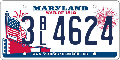MD license plate 3BL4624