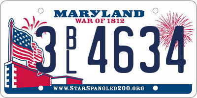 MD license plate 3BL4634