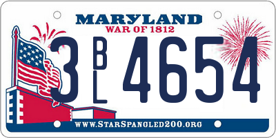 MD license plate 3BL4654