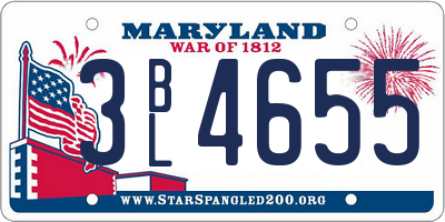 MD license plate 3BL4655