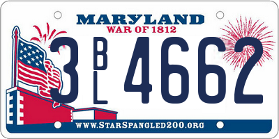 MD license plate 3BL4662