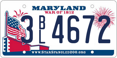 MD license plate 3BL4672