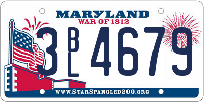 MD license plate 3BL4679