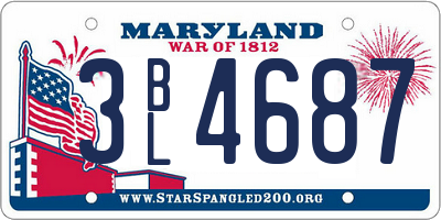 MD license plate 3BL4687