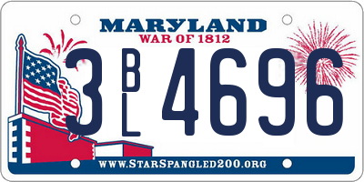MD license plate 3BL4696