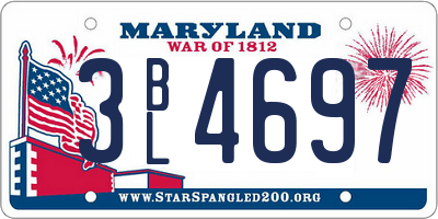 MD license plate 3BL4697