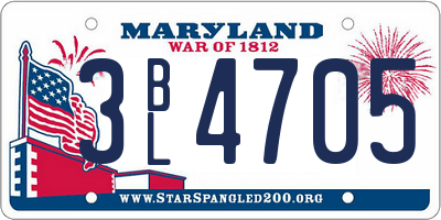 MD license plate 3BL4705