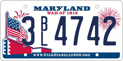 MD license plate 3BL4742