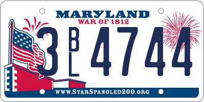 MD license plate 3BL4744