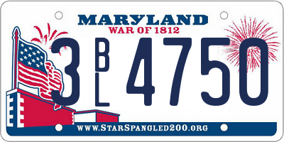 MD license plate 3BL4750