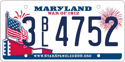 MD license plate 3BL4752