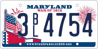 MD license plate 3BL4754