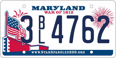 MD license plate 3BL4762