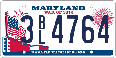 MD license plate 3BL4764