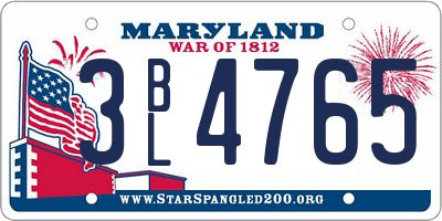 MD license plate 3BL4765