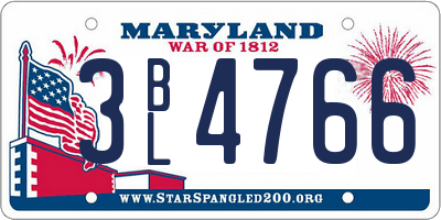 MD license plate 3BL4766