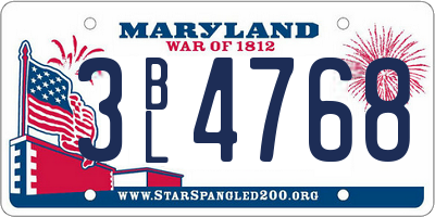 MD license plate 3BL4768