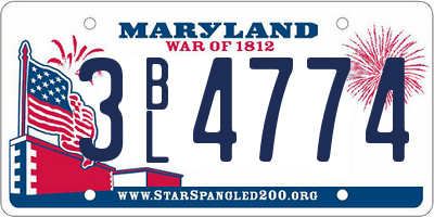 MD license plate 3BL4774