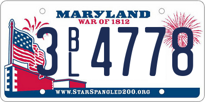 MD license plate 3BL4778