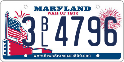 MD license plate 3BL4796