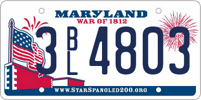 MD license plate 3BL4803