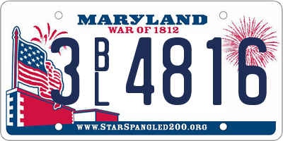 MD license plate 3BL4816