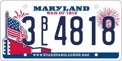 MD license plate 3BL4818