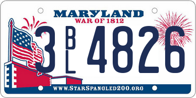 MD license plate 3BL4826