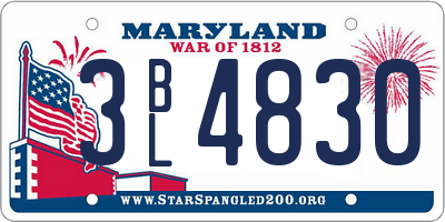 MD license plate 3BL4830