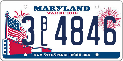 MD license plate 3BL4846