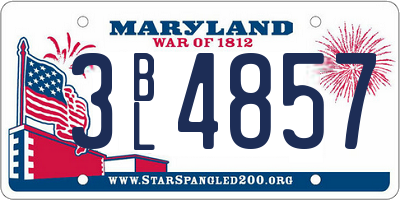 MD license plate 3BL4857