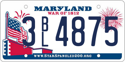 MD license plate 3BL4875
