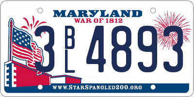 MD license plate 3BL4893