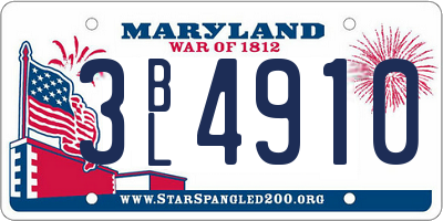 MD license plate 3BL4910