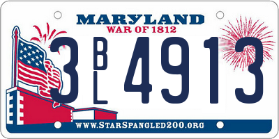 MD license plate 3BL4913