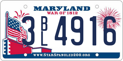 MD license plate 3BL4916