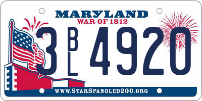 MD license plate 3BL4920